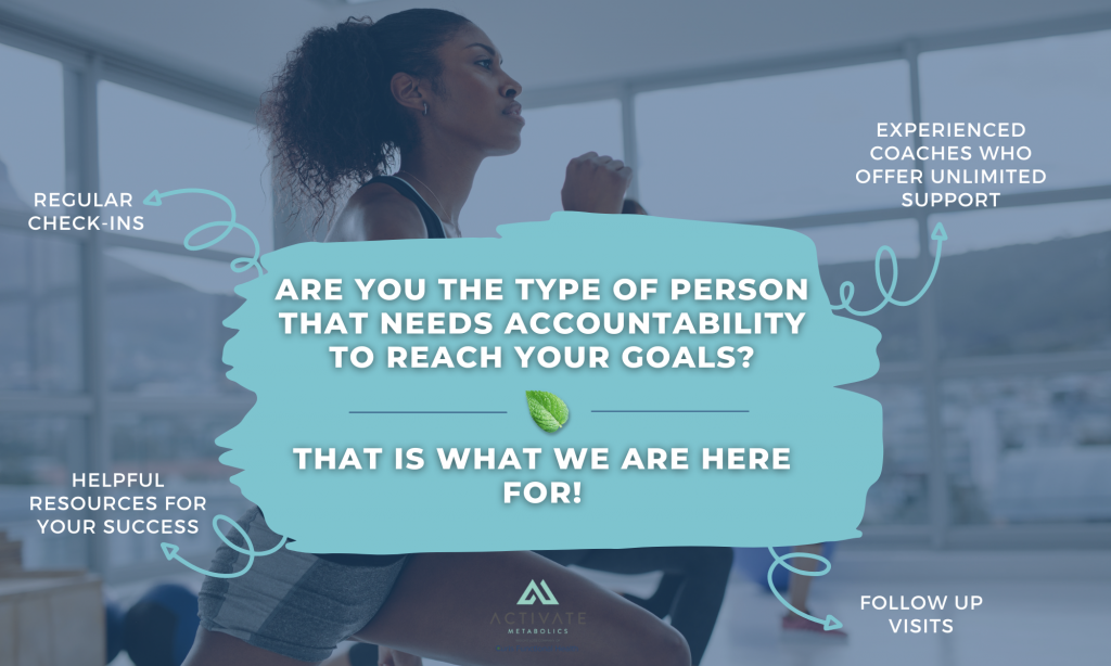 Infographic showing importance of accountability in weight goals for goal-oriented individuals.