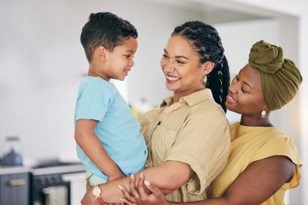 LGBT, kid and happy couple